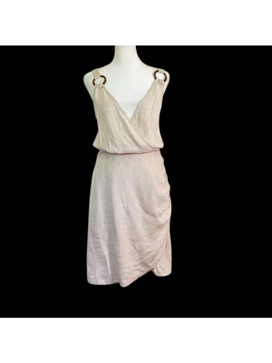 SHEIN Dresses & Skirts - NWT Linen Womens Sz XL Dress Midi Surplice Neckline Coastal Resort Euro Summer